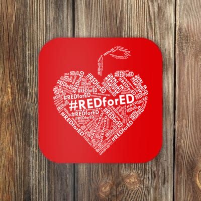 Red For Ed Apple Heart Coaster