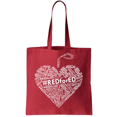 Red For Ed Apple Heart Tote Bag