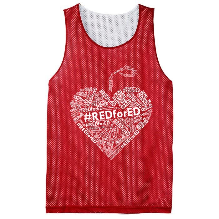 Red For Ed Apple Heart Mesh Reversible Basketball Jersey Tank
