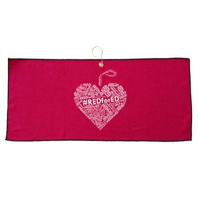 Red For Ed Apple Heart Large Microfiber Waffle Golf Towel