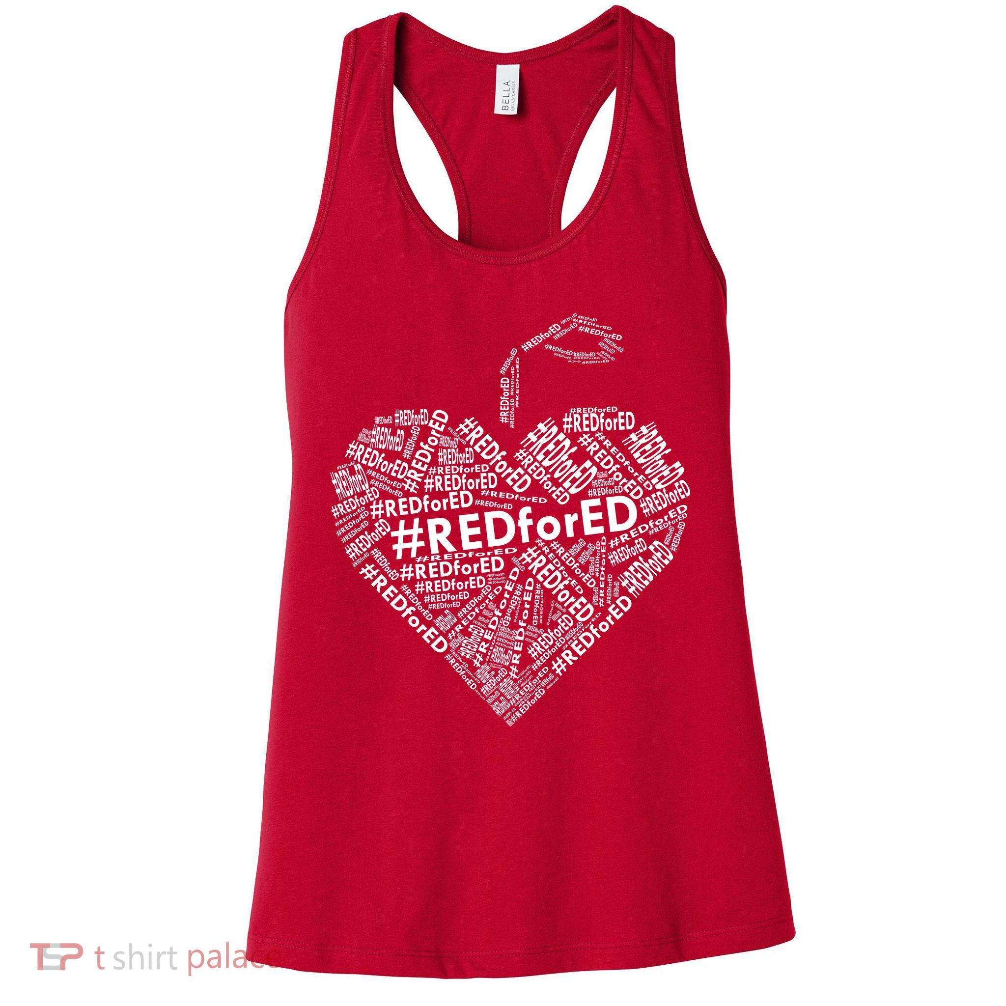 Red For Ed Apple Heart Womens Tank Top