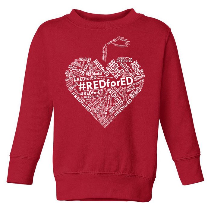 Red For Ed Apple Heart Toddler Sweatshirt