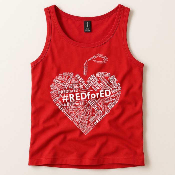 Red For Ed Apple Heart Tank Top