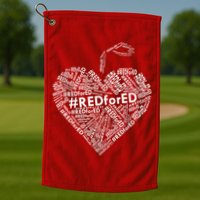 Red For Ed Apple Heart Golf Towel