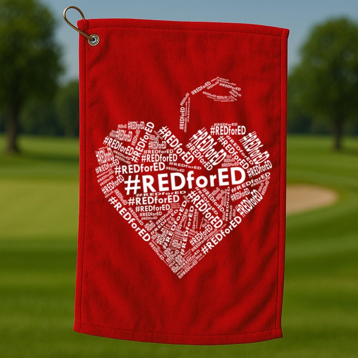 Red For Ed Apple Heart Golf Towel