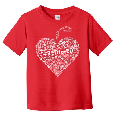 Red For Ed Apple Heart Toddler T-Shirt