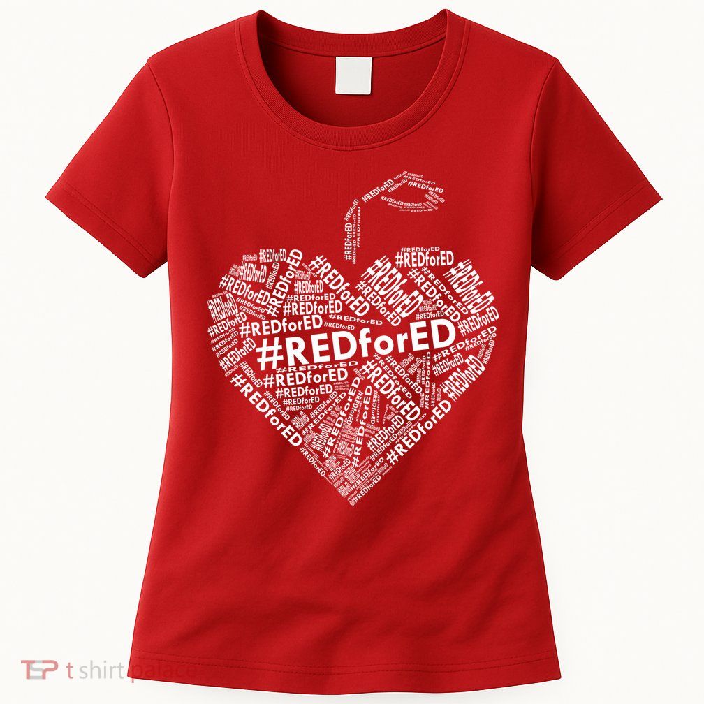 Red For Ed Apple Heart Womens T-Shirt