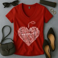 Red For Ed Apple Heart Women's V-Neck T-Shirt