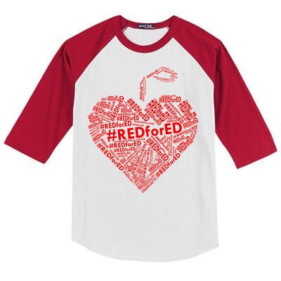 Red For Ed Apple Heart Kids Colorblock Raglan Jersey