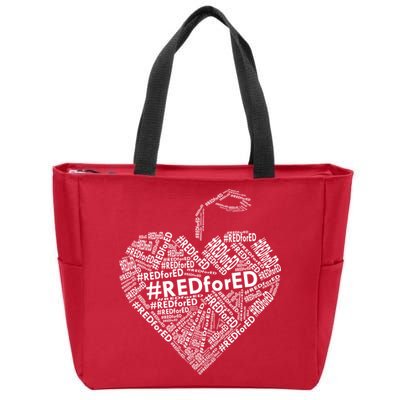 Red For Ed Apple Heart Zip Tote Bag