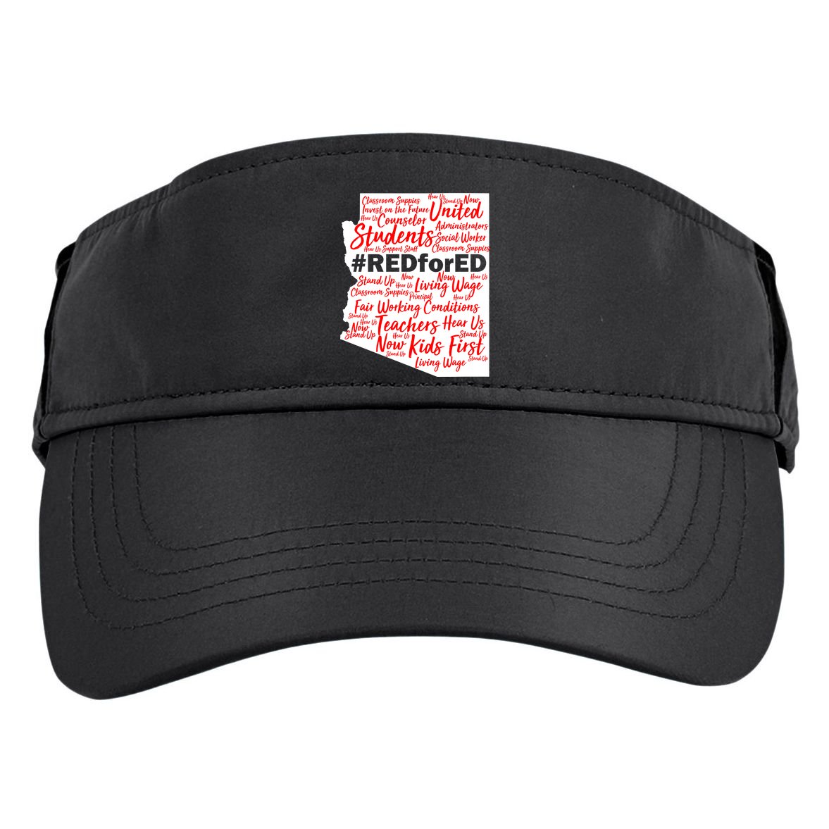 Red For Ed Arizona State Mash-Up Teachers Adult Drive Performance Visor