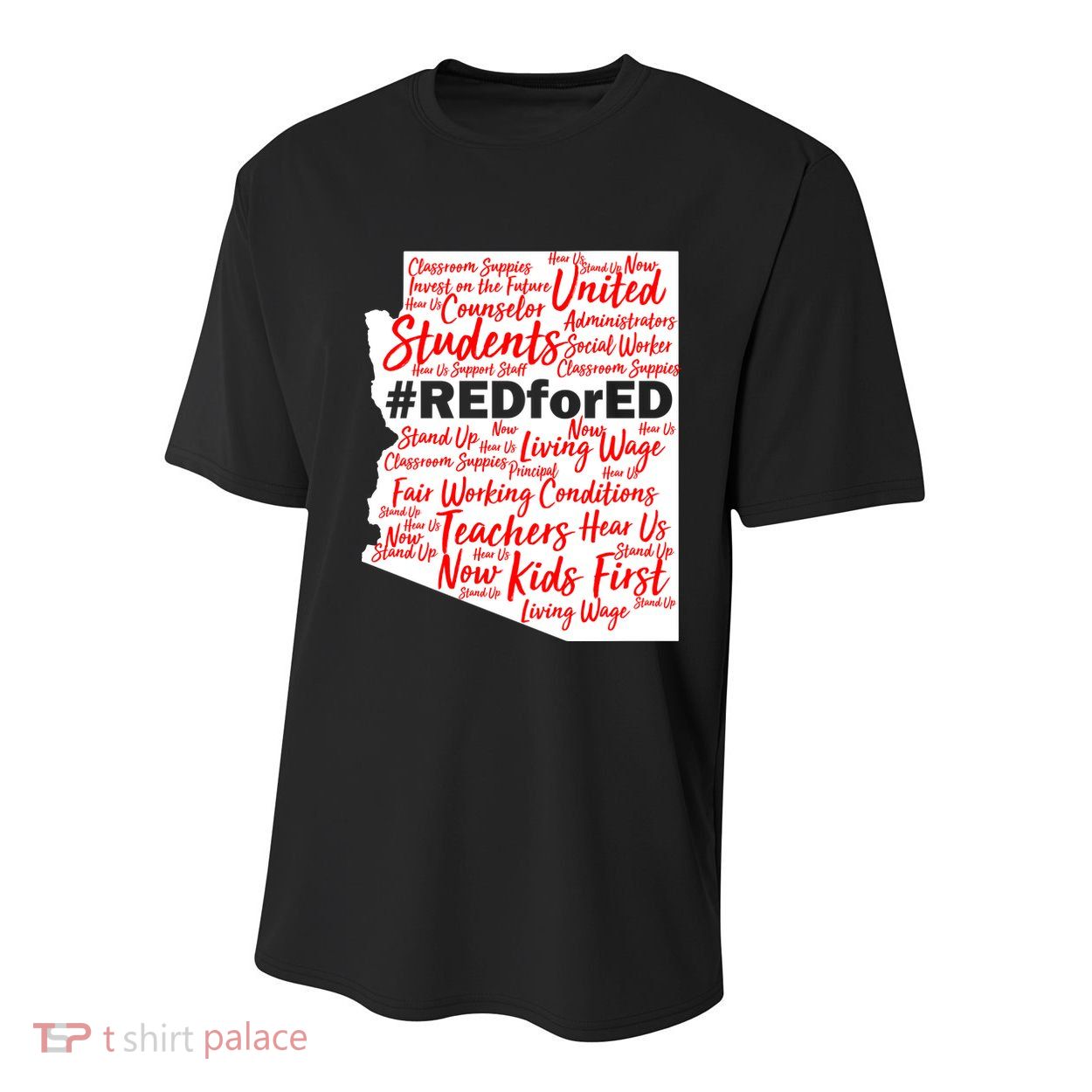 Red For Ed Arizona State Mash-Up Teachers Youth Performance Sprint T-Shirt