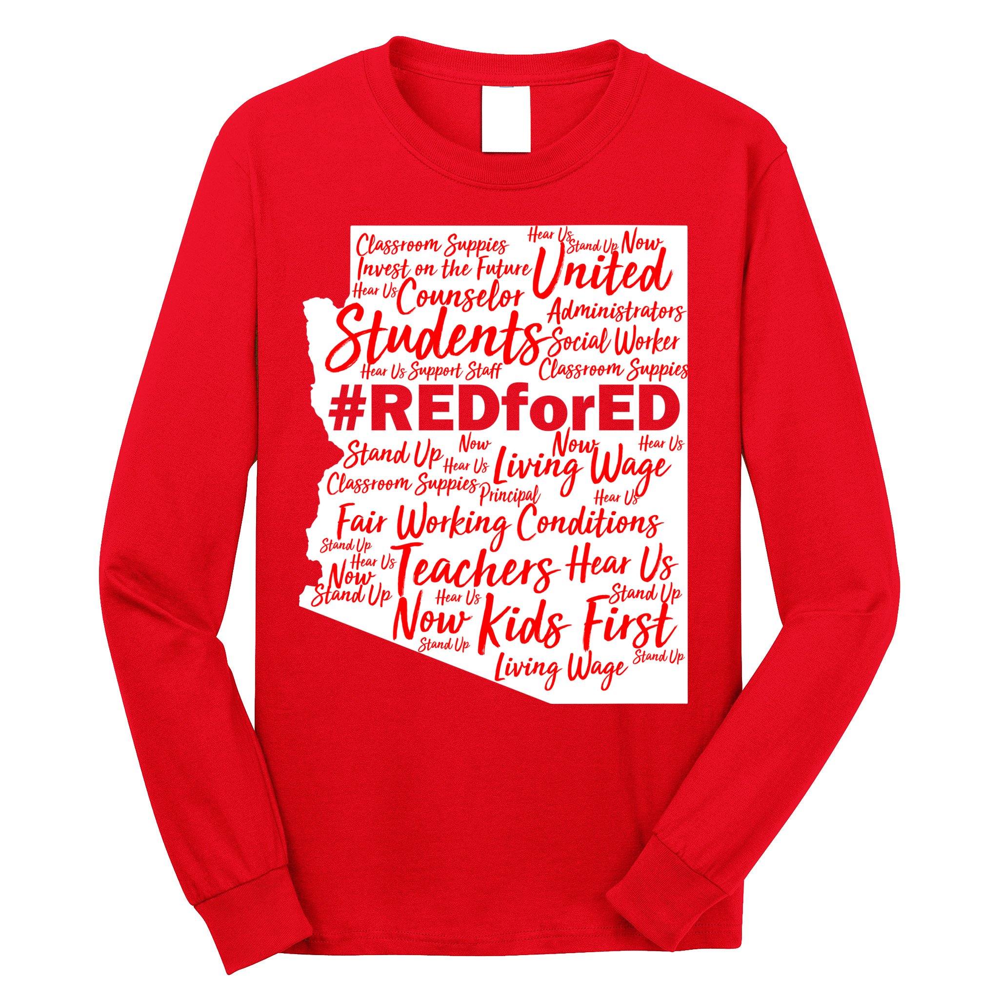 Red For Ed Arizona State Mash-Up Teachers Long Sleeve Shirt