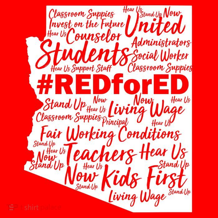 Red For Ed Arizona State Mash-Up Teachers T-Shirt