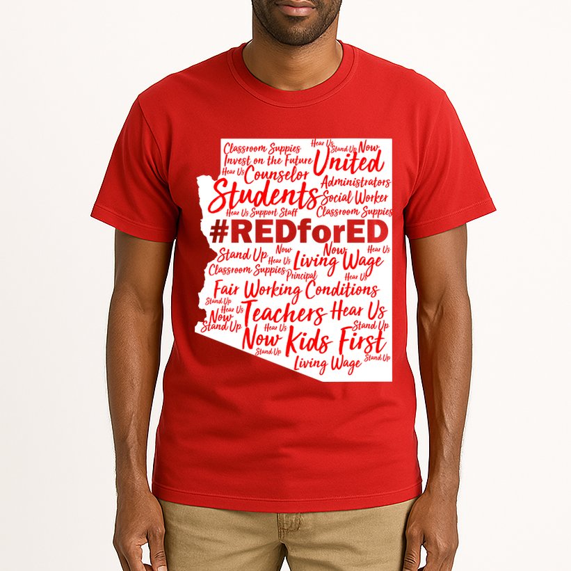 Red For Ed Arizona State Mash-Up Teachers Tall T-Shirt