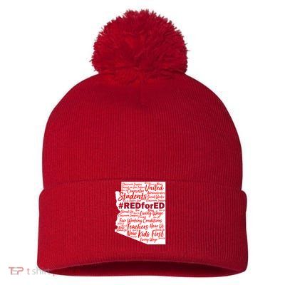 Red For Ed Arizona State Mash-Up Teachers Pom Pom 12in Knit Beanie