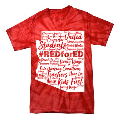 Red For Ed Arizona State Mash-Up Teachers Tie-Dye T-Shirt