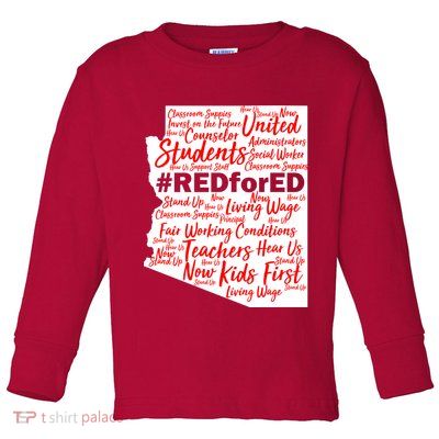 Red For Ed Arizona State Mash-Up Teachers Toddler Long Sleeve Shirt