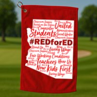 Red For Ed Arizona State Mash-Up Teachers Golf Towel