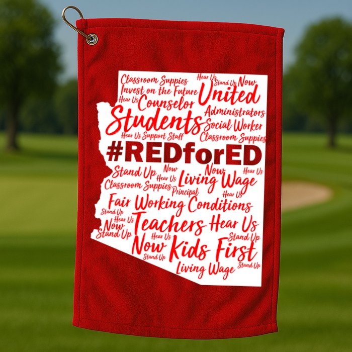 Red For Ed Arizona State Mash-Up Teachers Golf Towel