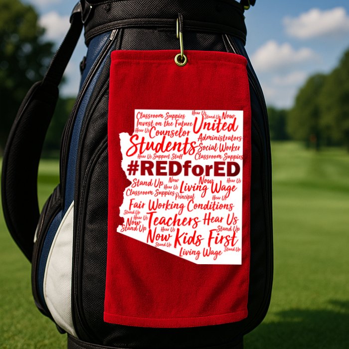 Red For Ed Arizona State Mash-Up Teachers Golf Towel