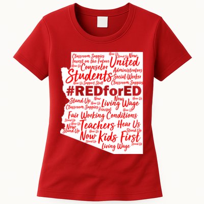 Red For Ed Arizona State Mash-Up Teachers Womens T-Shirt