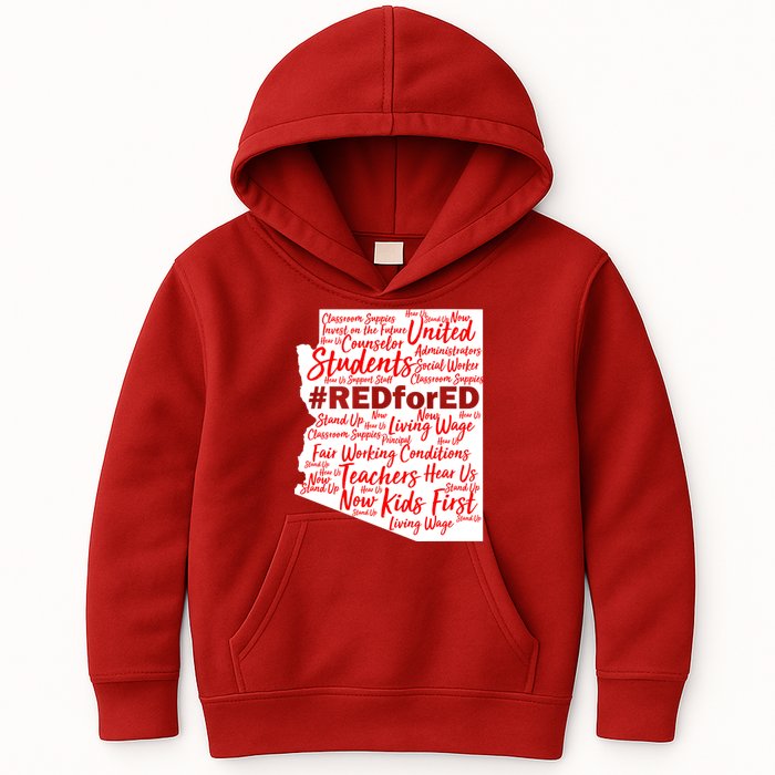 Red For Ed Arizona State Mash-Up Teachers Kids Hoodie