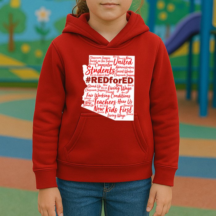 Red For Ed Arizona State Mash-Up Teachers Kids Hoodie