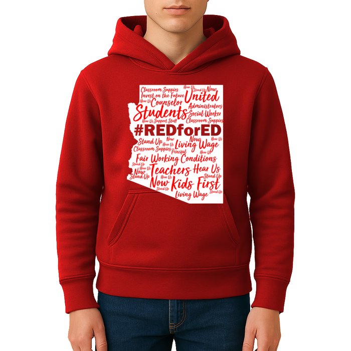 Red For Ed Arizona State Mash-Up Teachers Kids Hoodie