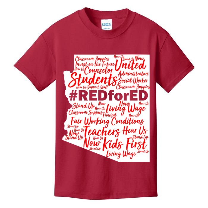 Red For Ed Arizona State Mash-Up Teachers Kids T-Shirt