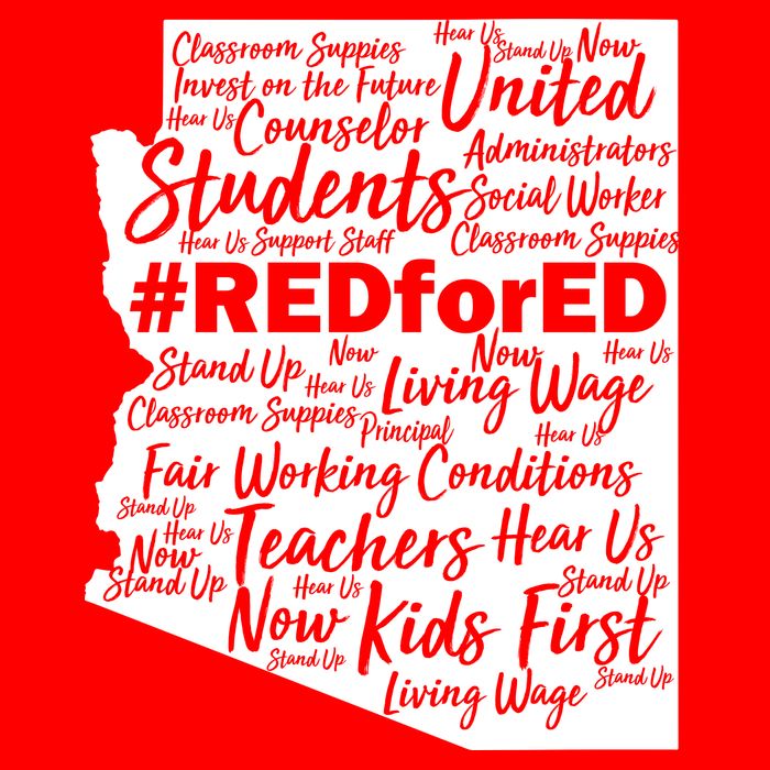 Red For Ed Arizona State Mash-Up Teachers Kids T-Shirt