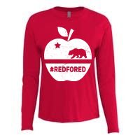 Red For Ed California Apple Womens Cotton Relaxed Long Sleeve T-Shirt