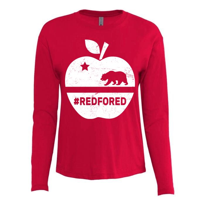 Red For Ed California Apple Womens Cotton Relaxed Long Sleeve T-Shirt