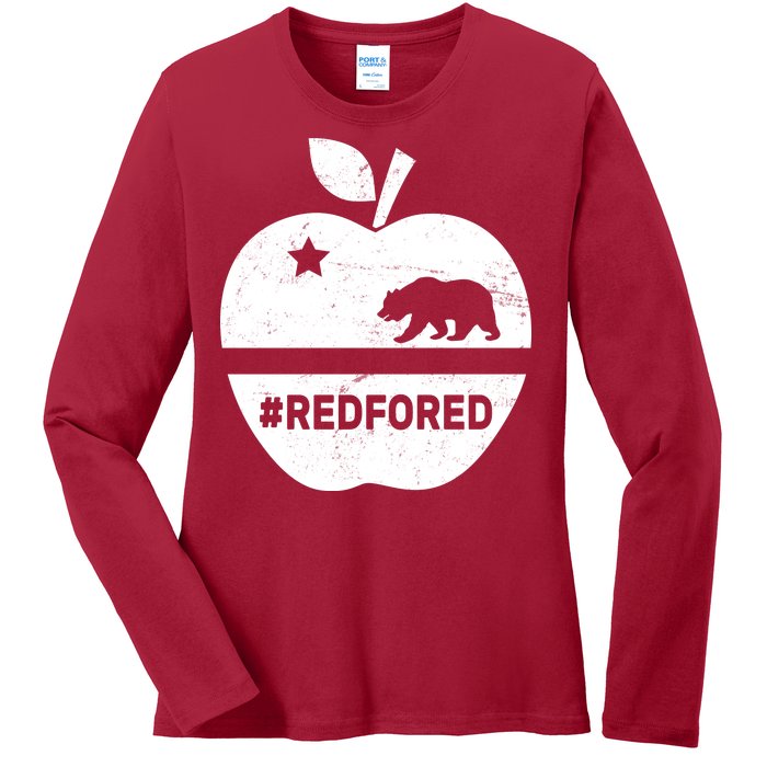 Red For Ed California Apple Ladies Long Sleeve Shirt