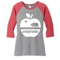 Red For Ed California Apple Women's Tri-Blend 3/4-Sleeve Raglan Shirt