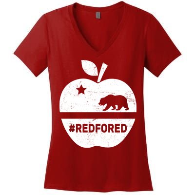 Red For Ed California Apple Women's V-Neck T-Shirt
