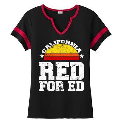 Red For Ed California Sunset Disstressed Ladies Halftime Notch Neck Tee