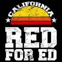 Red For Ed California Sunset Disstressed Flexfit Unipanel Trucker Cap