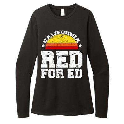 Red For Ed California Sunset Disstressed Womens CVC Long Sleeve Shirt