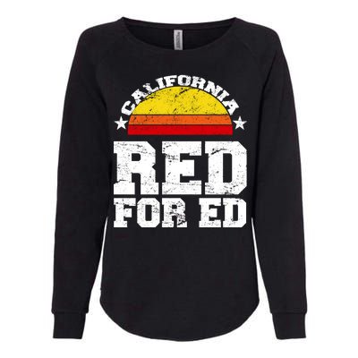 Red For Ed California Sunset Disstressed Womens California Wash Sweatshirt