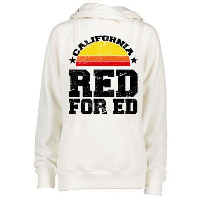 Red For Ed California Sunset Disstressed Womens Funnel Neck Pullover Hood