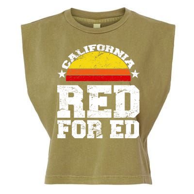 Red For Ed California Sunset Disstressed Garment-Dyed Women's Muscle Tee