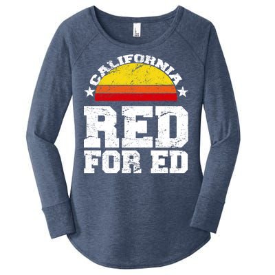 Red For Ed California Sunset Disstressed Women's Perfect Tri Tunic Long Sleeve Shirt