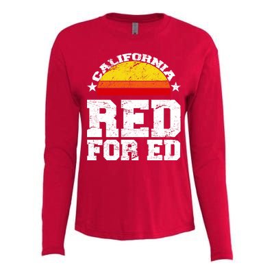 Red For Ed California Sunset Disstressed Womens Cotton Relaxed Long Sleeve T-Shirt