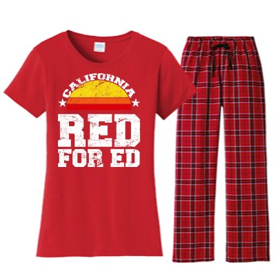 Red For Ed California Sunset Disstressed Women's Flannel Pajama Set