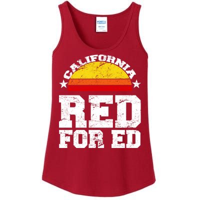 Red For Ed California Sunset Disstressed Ladies Essential Tank