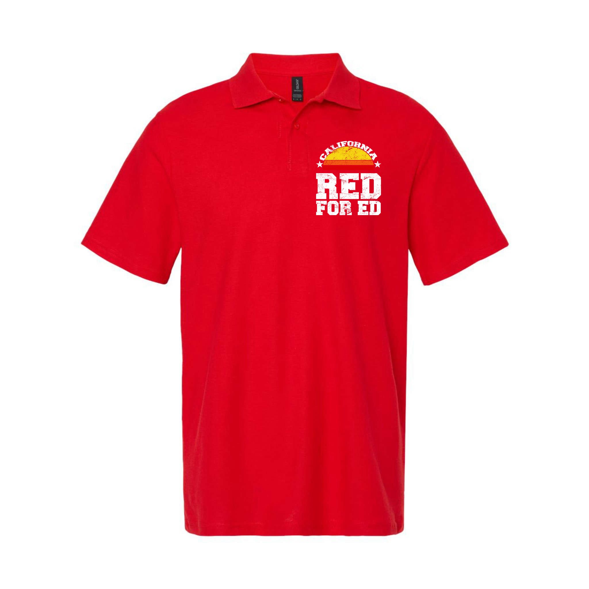 Red For Ed California Sunset Disstressed Polo