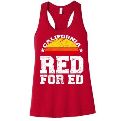 Red For Ed California Sunset Disstressed Women's Racerback Tank