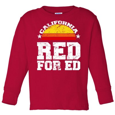 Red For Ed California Sunset Disstressed Toddler Long Sleeve Shirt