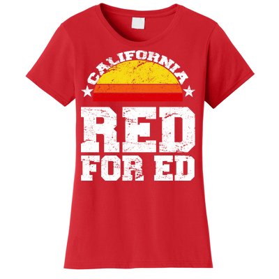 Red For Ed California Sunset Disstressed Women's T-Shirt